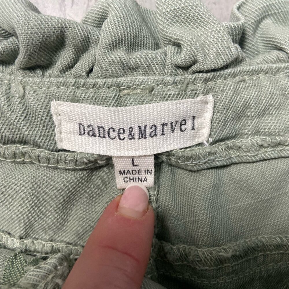Dance & Marvel Distressed Paperbag Shorts Shoestring Belt Olive Size Large - Picture 3 of 10